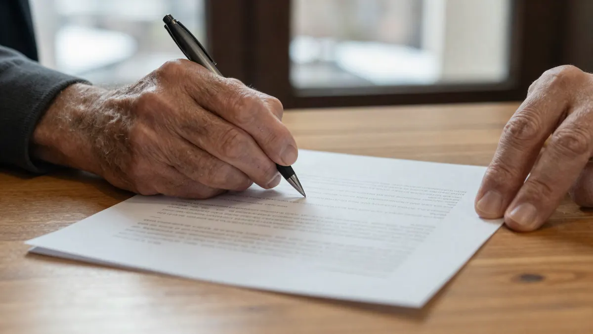 Schriftliche Vereinbarung zwischen Nachbarn zum Winterdienst